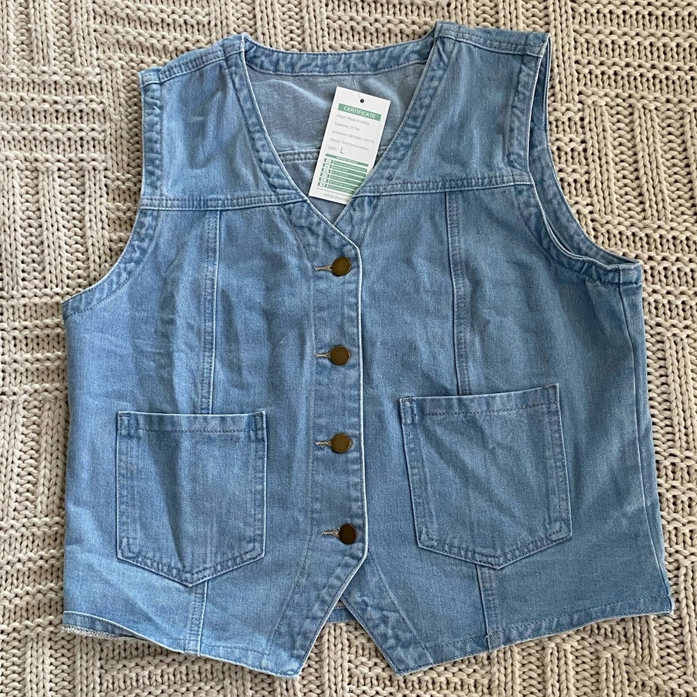 NWT New Collection Denim vest Size large